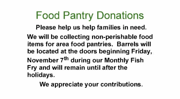 Food pantry donation barrels at the library collecting non-perishable items.